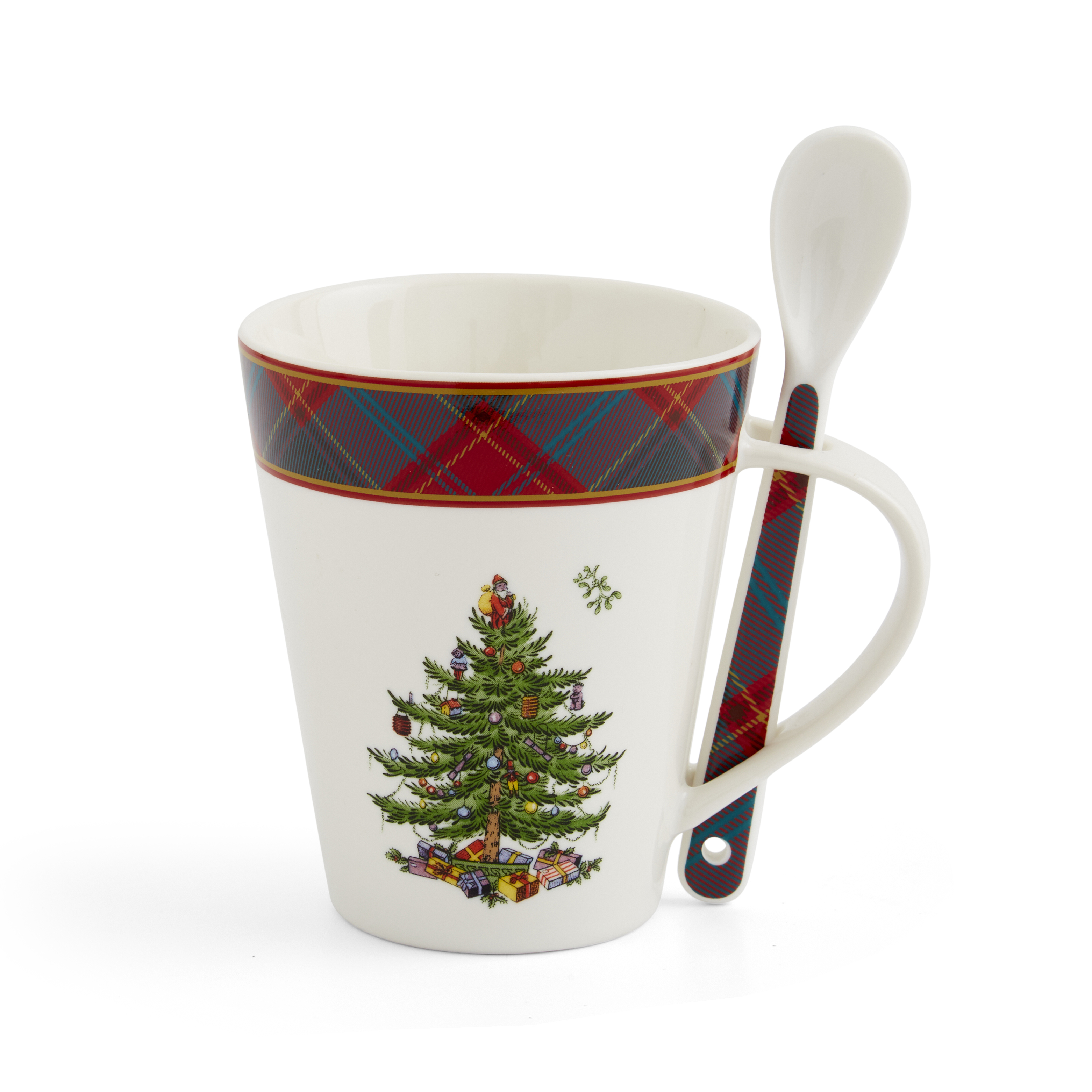 Christmas Tree Tartan Mug & Spoon Set image number null